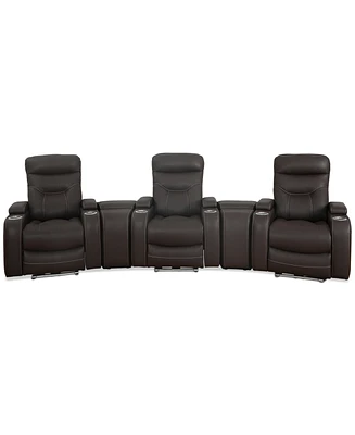 Jabarr -Pc. Beyond Leather Theater Seating with Consoles