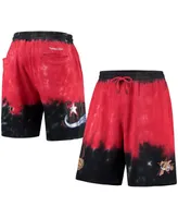 Men's Black, Red Philadelphia 76ers Hardwood Classics Terry Tie-Dye Shorts