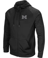 Men's Black Michigan Wolverines Blackout 3.0 Tonal Raglan Full-Zip Hoodie