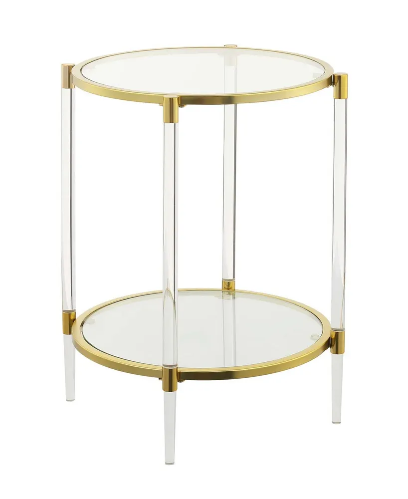 Royal Crest 2 Tier Acrylic Glass End Table - Clear, Gold