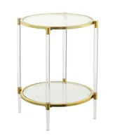 Royal Crest 2 Tier Acrylic Glass End Table - Clear, Gold