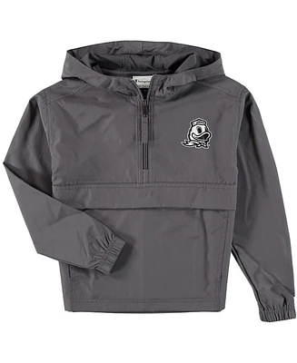 Big Boys and Girls Graphite Oregon Ducks Pack and Go Quarter-Zip Windbreaker Jacket