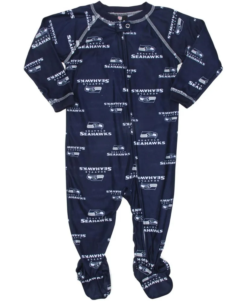 Seattle Seahawks Infant Piped Raglan Full Zip Coverall - College Navy