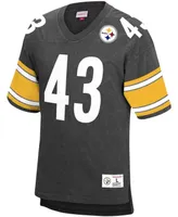 Men's Troy Polamalu Black Pittsburgh Steelers Retired Player Name and Number Acid Wash Top