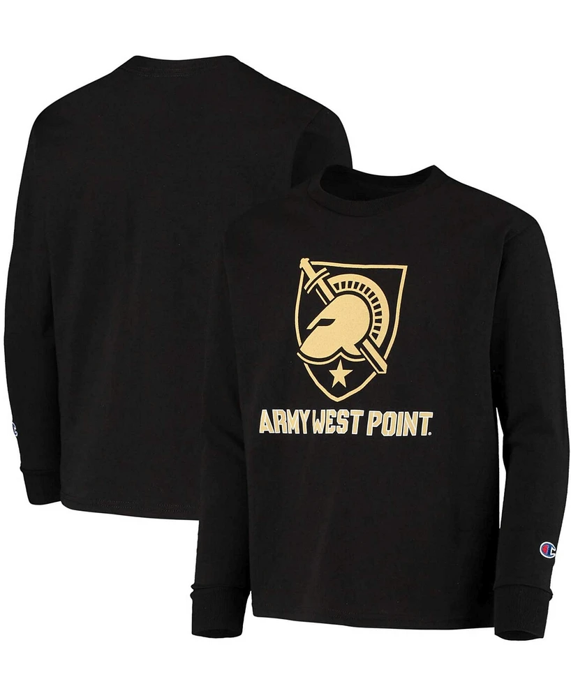 Big Boys and Girls Black Army Black Knights Lockup Long Sleeve T-shirt