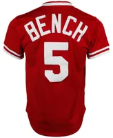 Men's Johnny Bench Red Cincinnati Reds 1983 Authentic Cooperstown Collection Mesh Batting Practice Jersey