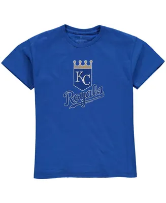 Kansas City Royals Big Boys and Girls Distressed Logo T-shirt - Royal Blue