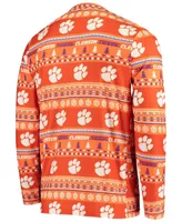 Men's Orange Clemson Tigers Ugly Sweater Knit Long Sleeve Top and Pant Set