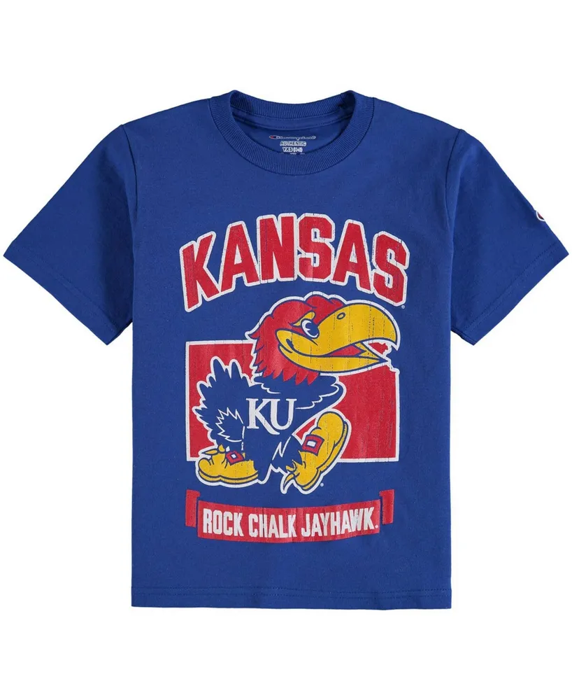 Big Boys and Girls Royal Kansas Jayhawks Strong Mascot T-shirt