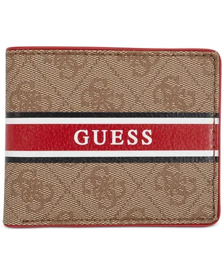 Guess Men's Dinate Signature Stripe Quatro-g Print Rfid Slimfold Wallet