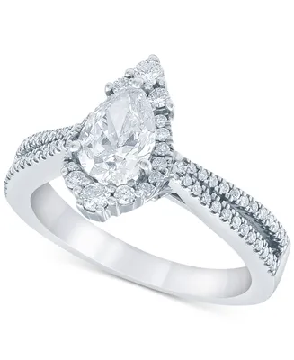 Diamond Pear Halo Engagement Ring (1-1/3 ct. t.w.) in 14k White Gold