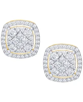 Cubic Zirconia Cushion Earrings Fine Gold Plate or Silver