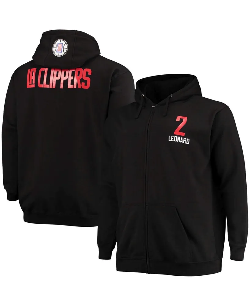 Men's Kawhi Leonard Black La Clippers Big and Tall Player Name and Number Full-Zip Hoodie Jacket