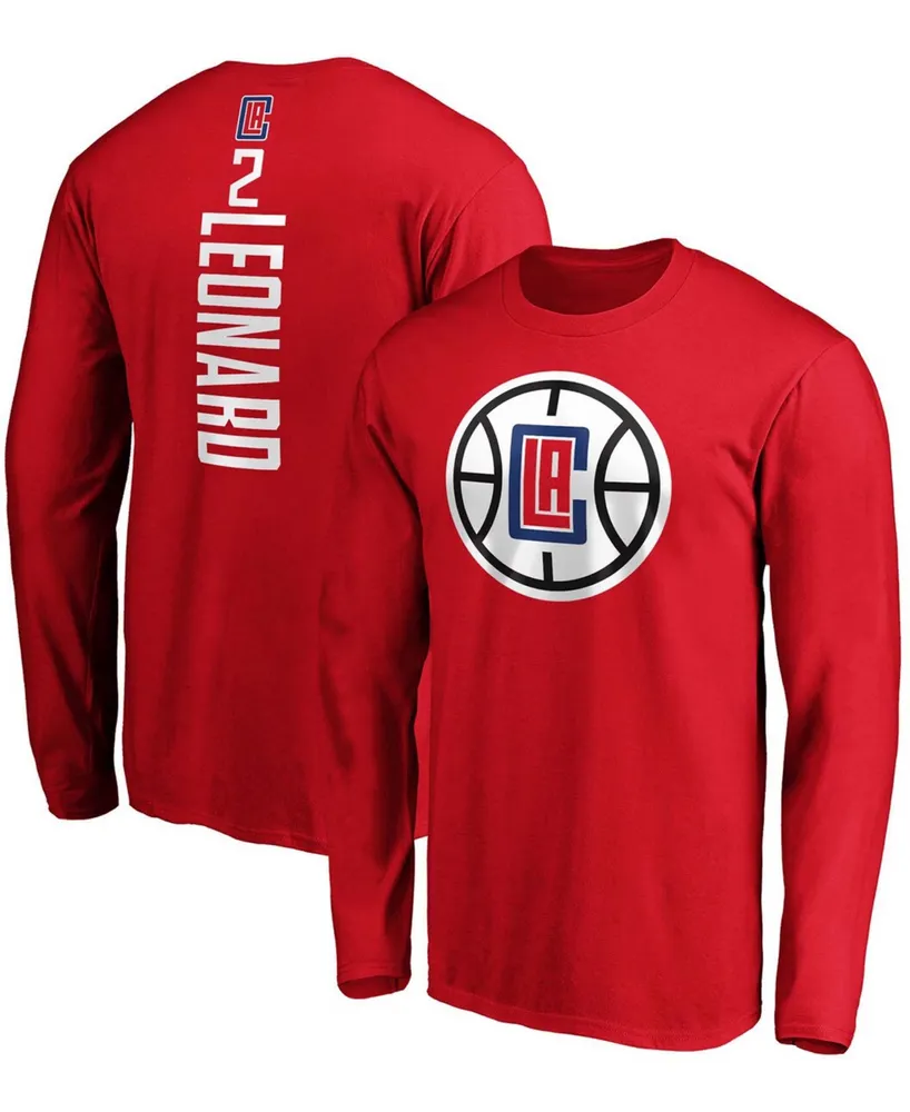 Men's Kawhi Leonard Red La Clippers Team Playmaker Name Number Long Sleeve T-shirt