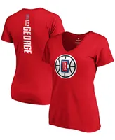 Women's Paul George Red La Clippers Playmaker Logo Name Number V-Neck T-shirt