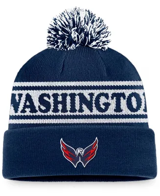 Men's Navy Washington Capitals Vintage-Like Sport Resort Cuffed Knit Hat with Pom