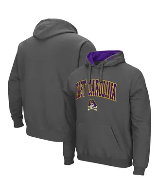 Men's Charcoal Ecu Pirates Arch and Logo Pullover Hoodie