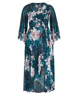 City Chic Plus Size Jade Blossom Maxi Dress