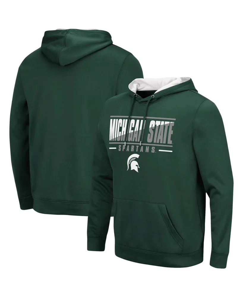 Men's Green Michigan State Spartans Slash Stack 2.0 Pullover Hoodie