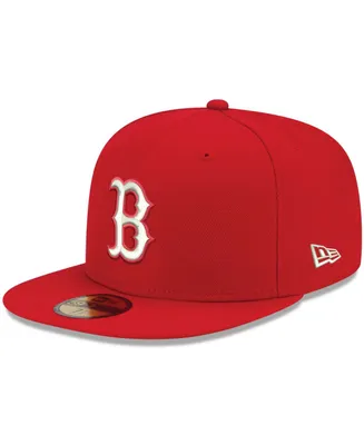 Men's Red Boston Sox Logo White 59FIFTY Fitted Hat