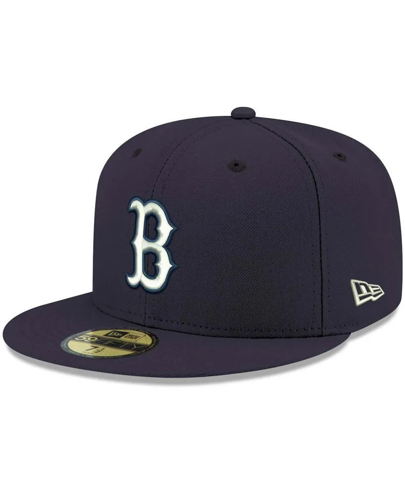 Men's Navy Boston Red Sox Logo White 59FIFTY Fitted Hat