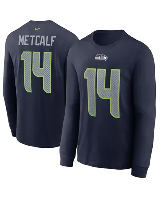 Men's Dk Metcalf Navy Seattle Seahawks Player Name Number Long Sleeve T-shirt