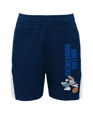 Big Boys Navy Dallas Mavericks Space Jam 2 Slam Dunk Mesh Shorts