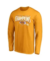 Men's Gold Los Angeles Lakers 2020 Nba Finals Champions Streaking Dunk Roster Long Sleeve T-shirt