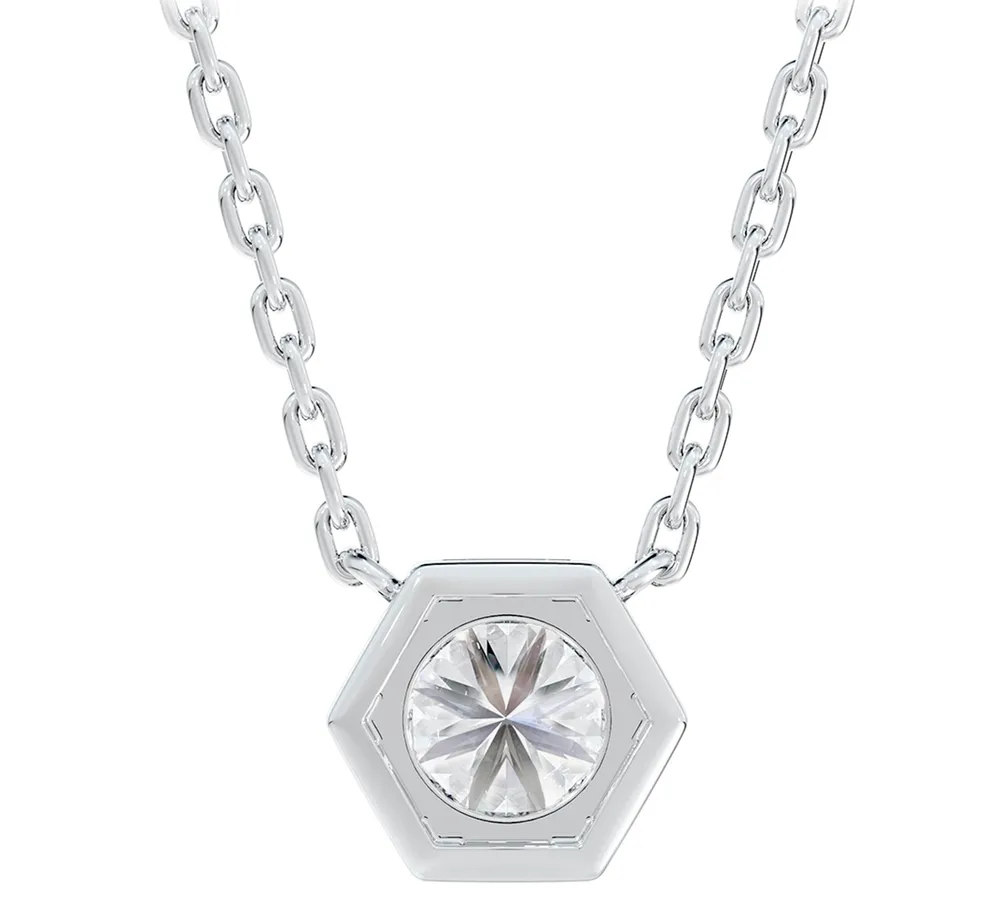 Portfolio by De Beers Forevermark Diamond Honeycomb Solitaire Pendant Necklace (1/2 ct. t.w.) in 14k White or Yellow Gold, 16" + 2" extender