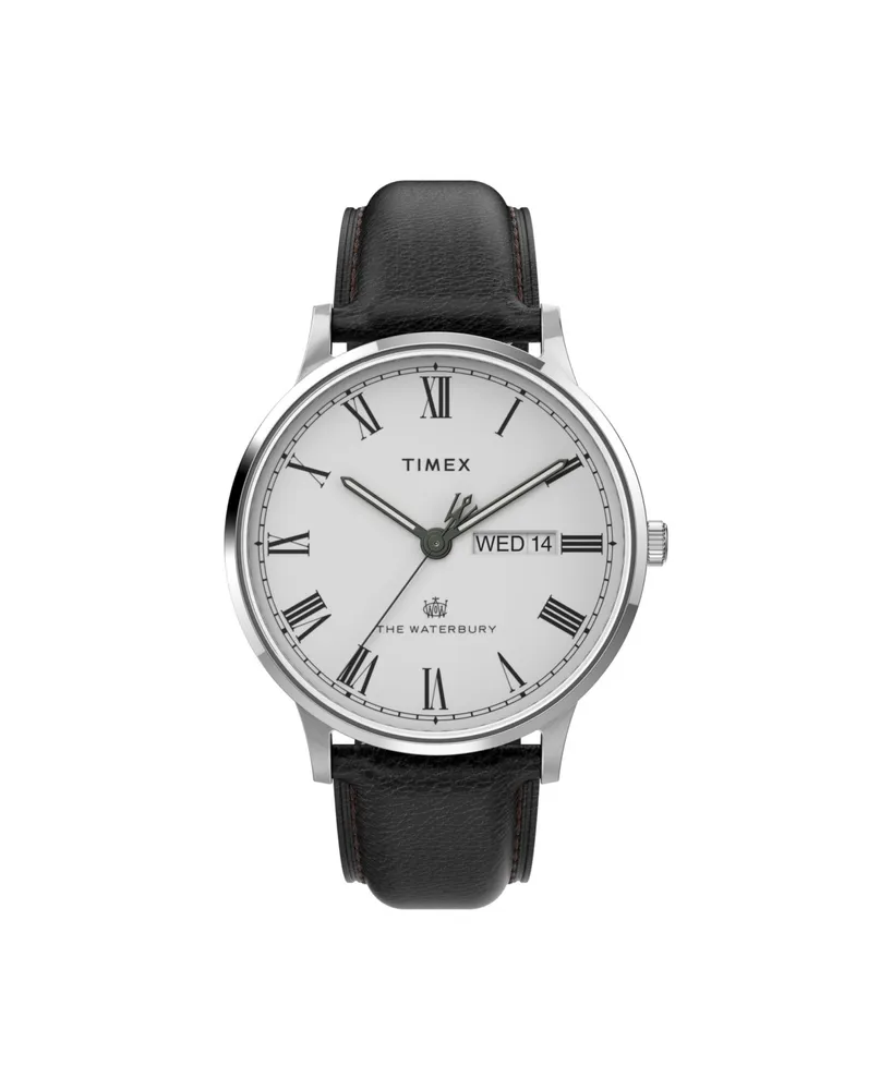 Timex Men's Waterbury Black Leather Strap Watch 40 mm