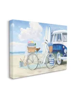 Stupell Industries Bike and Van Beach Nautical Blue White Painting Stretched Canvas Wall Art, 16" x 20" - Multi