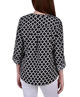 Petite Tab Y Neck Blouse