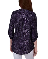 Ny Collection Petite / Roll Tab Sleeve Pintuck Top