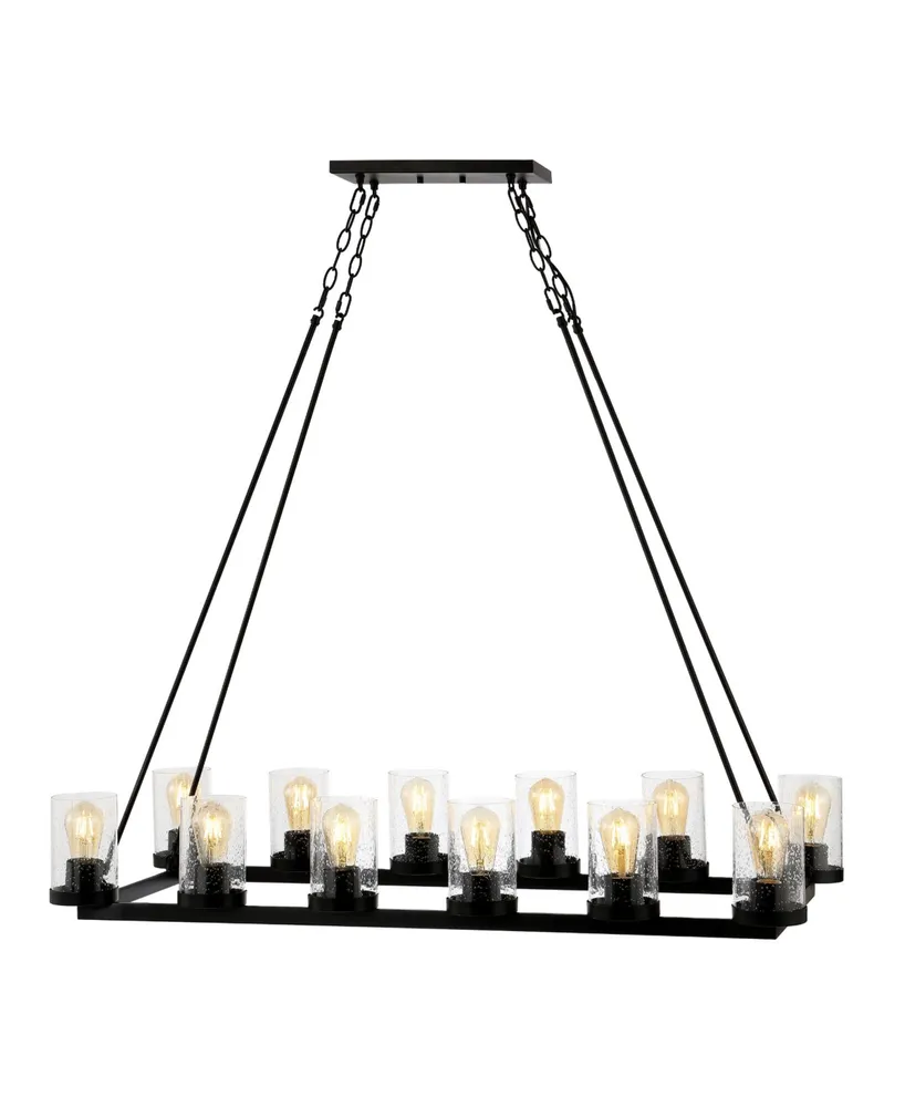 Athos 12-Light Seeded Rustic Farmhouse Linear Led Chandelier