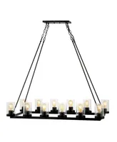 Athos 12-Light Seeded Rustic Farmhouse Linear Led Chandelier