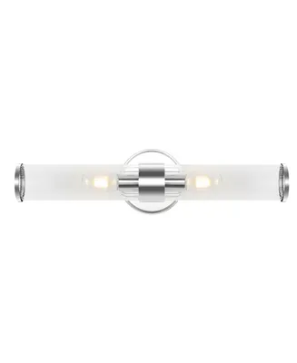 Cecil 2-Light Tall Cylinder Modern Mid-Century Led Vanity - Silver