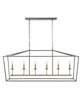 Pagoda Linear 6-Bulb Classic Traditional Led Pendant