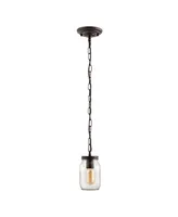 Gaines 1-Light Farmhouse Industrial Iron Mason Jar Led Pendant