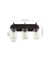 Gaines 3-Light Farmhouse Industrial Iron Mason Jar Led Vanity