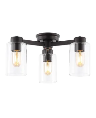 Orville 3-Light Farmhouse Industrial Iron Cylinder Led Semi Flush Mount