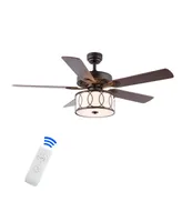 Circe 3-Light Transitional Glam Drum Shade Led Ceiling Fan with Remote