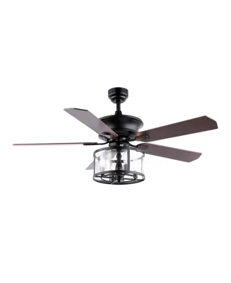 Braxton 4-Light Farmhouse Industrial Iron Drum Shade Led Ceiling Fan with Remote