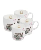 Royal Worcester Wrendale Feather Your Nest Mug, Set of 4