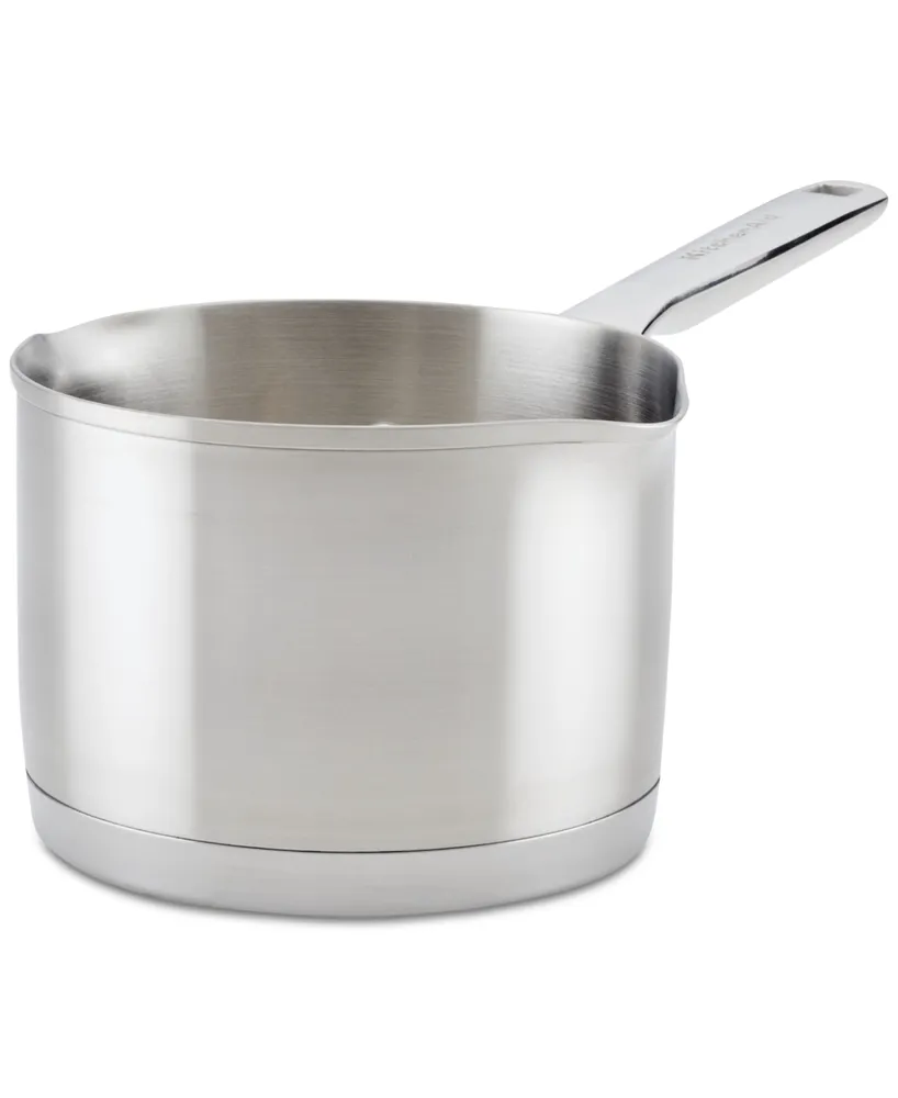 KitchenAid 3-Ply Base Stainless Steel 1.5 Quart Induction Sauce Pan with Pour Spouts