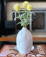 11" Artificial Pom Pom in Ceramic Vase