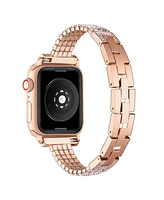 Posh Tech Mia Rose Gold Plated Rhinestone Bracelet Band for Apple Watch, 42mm-44mm