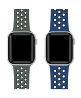 Posh Tech Breathable Sport 2-Pack Olive Green and Midnight Silicone Bands for Apple Watch