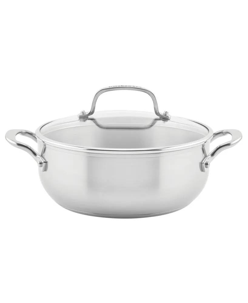 KitchenAid 3-Ply Base Stainless Steel 4 Quart Induction Casserole with Lid