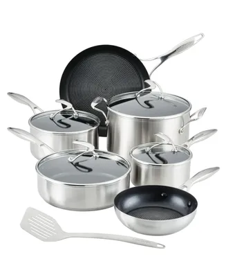 Circulon Stainless Steel Cookware Set with SteelShield Hybrid Stainless and Nonstick Technology, 11-piece, Silver