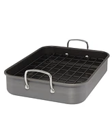 Rachael Ray Hard-Anodized Non-Stick 12" x 16" Roaster & Dual-Height Rack